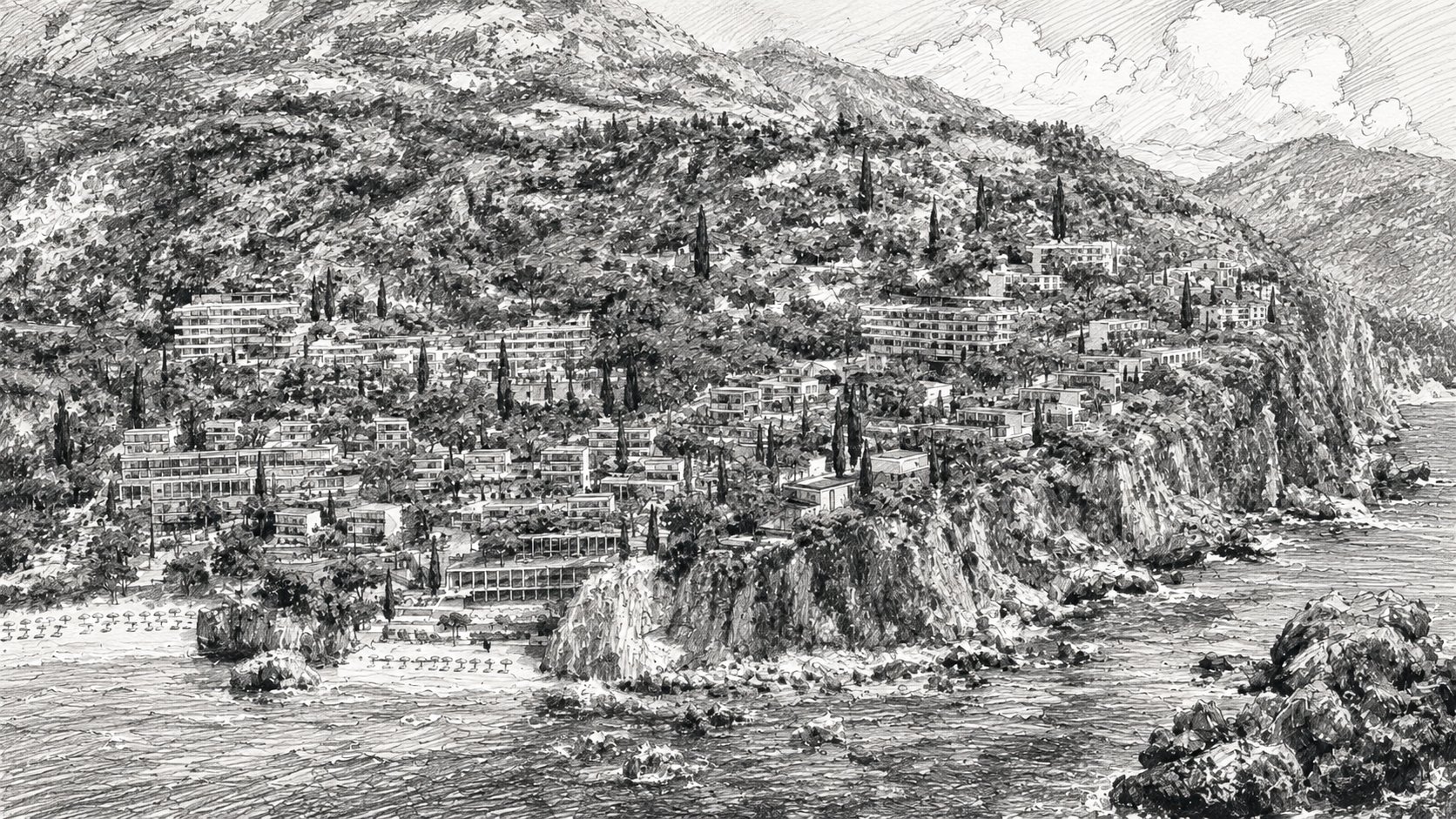 Smokva Bay — architectural illustration of the master development